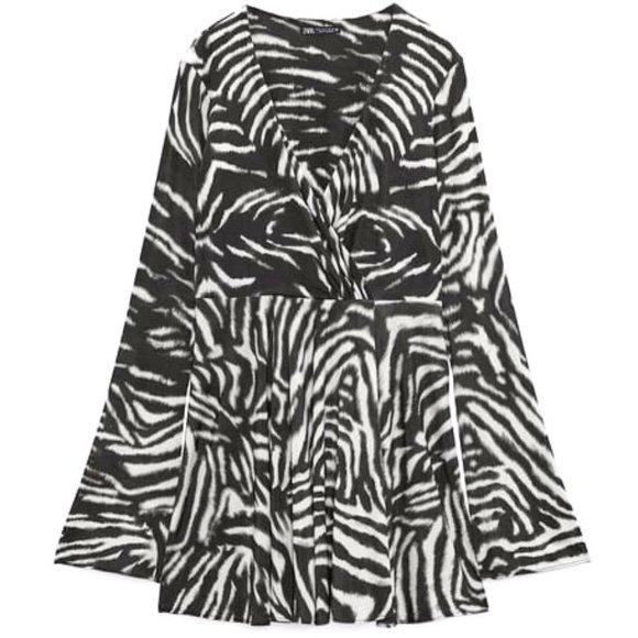 zara black and white animal print dress Zara Black And White Animal Print Dress XS